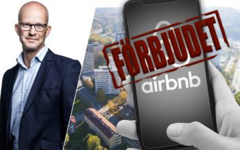 Bildmontage som visar att Airbnb är förbjudet tillsammans med porträtt på Hans-Emil Lundquist.