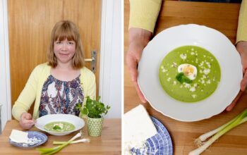 "Den är frisk och färgglad – en jättebra lunch", säger Josefine Andersson om sin gröna ärtsoppa.