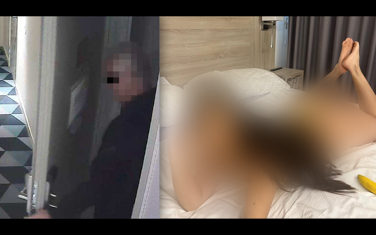 På den vänstra bilden: En sexköpare går ut från ett rum i ett lägenhetshotell där han har träffat en prostituerad. På den högra bilden: En kvinna på en sexköpssajt poserar på ett hotelliknande rum.