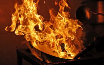 Systern gick ut ur köket och oljan i wokpannan började brinna. OBS! Bilden är inte från händelsen.